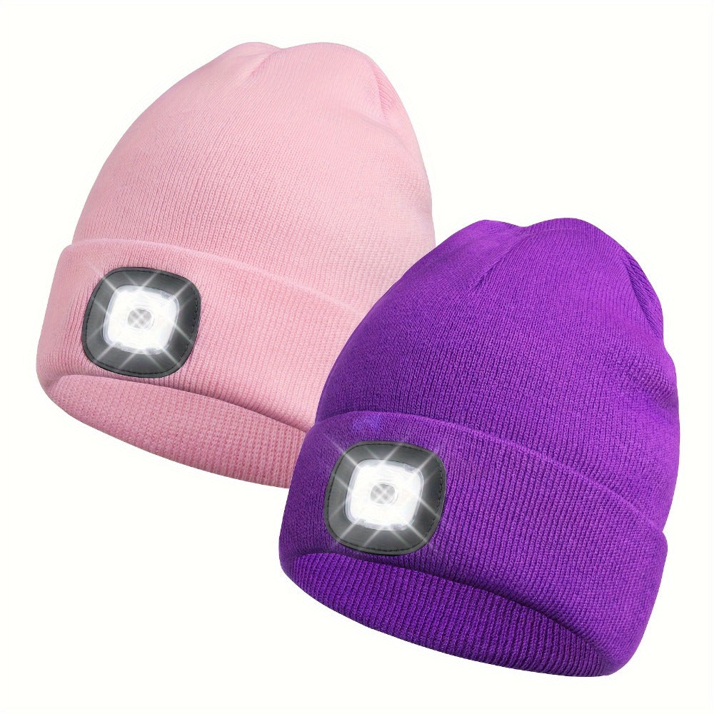 Beanie Hat - LED 2 Pack USB Rechargeable Light Up Knit for Night Running Camping Hiking - product detail view 8