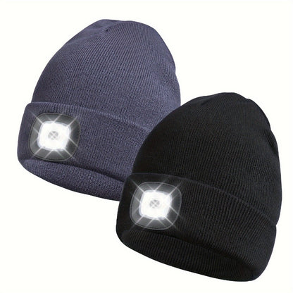 Beanie Hat - LED 2 Pack USB Rechargeable Light Up Knit for Night Running Camping Hiking - product detail view 10