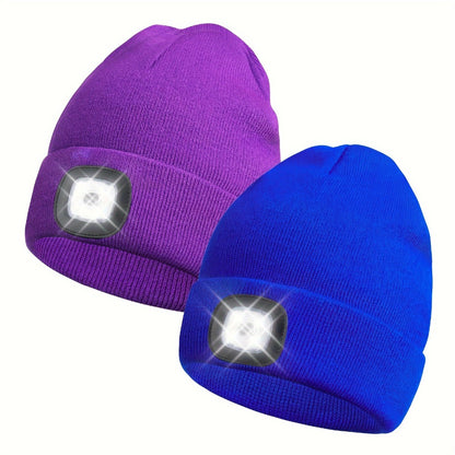 Beanie Hat - LED 2 Pack USB Rechargeable Light Up Knit for Night Running Camping Hiking - product detail view 12