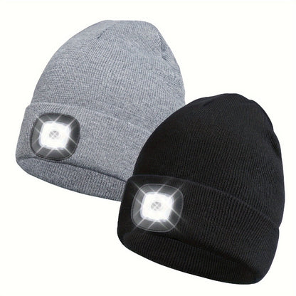Beanie Hat - LED 2 Pack USB Rechargeable Light Up Knit for Night Running Camping Hiking - product detail view 15
