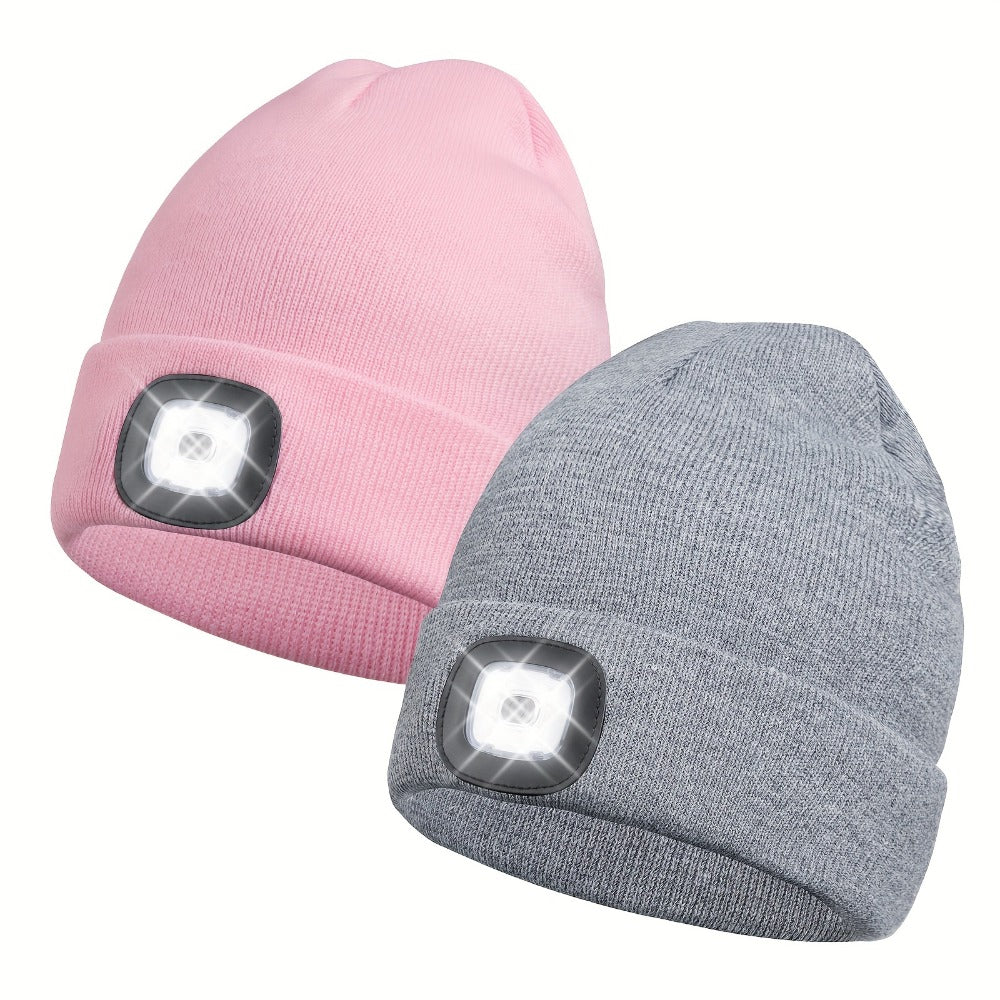 Beanie Hat - LED 2 Pack USB Rechargeable Light Up Knit for Night Running Camping Hiking - product detail view 20