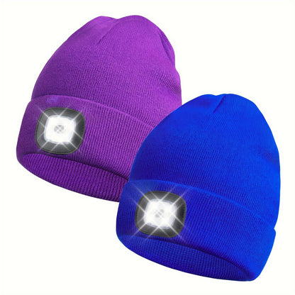 Beanie Hat - LED 2 Pack USB Rechargeable Light Up Knit for Night Running Camping Hiking - product detail view 24