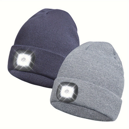 Beanie Hat - LED 2 Pack USB Rechargeable Light Up Knit for Night Running Camping Hiking - product detail view 28