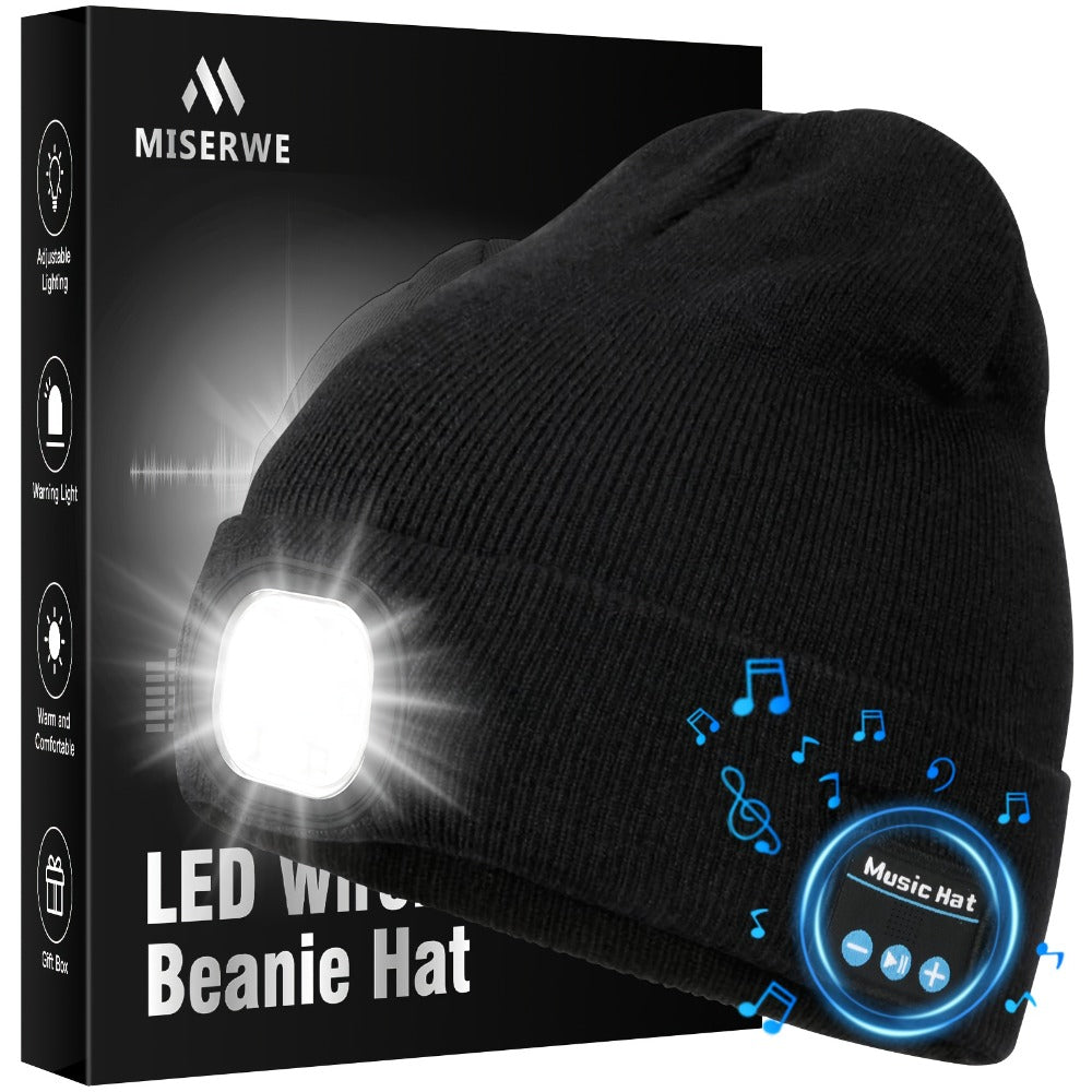 Beanie Hat - LED Light Up with USB Headphones Knit Skull Cap Music for Night Running - main product view