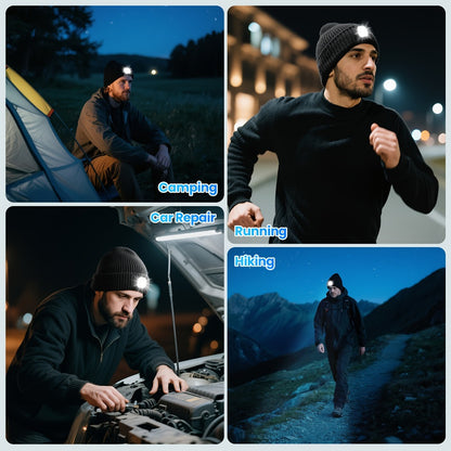 Beanie Hat - LED Light Up with USB Headphones Knit Skull Cap Music for Night Running - product detail view 6