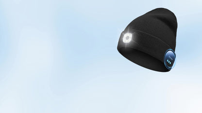 Beanie Hat - LED Light Up with USB Headphones Knit Skull Cap Music for Night Running - product detail view 9