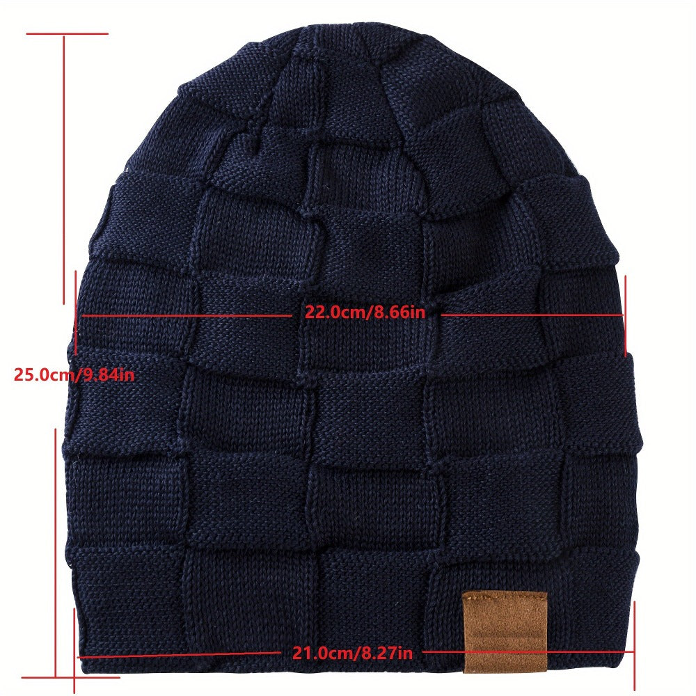 Beanie Hat - Set of 2 Knit Slouchy Winter Skull Cap with Face Cover for Men & Women - product detail view 2