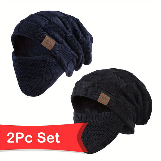 Beanie Hat Set - Winter with Face Cover Knit Slouchy Thick Balaclava Ski Mask for Men Women - main product view