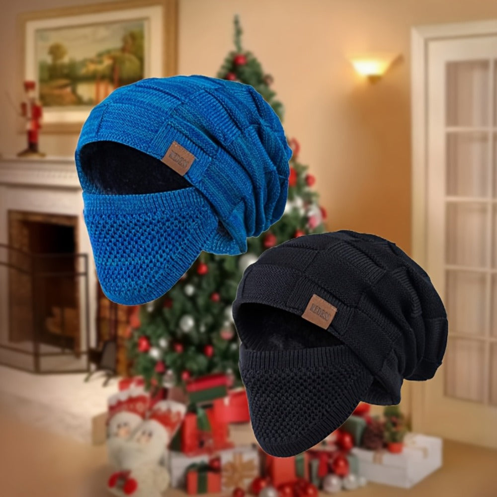 Beanie Hat Set - Winter with Face Cover Knit Slouchy Thick Balaclava Ski Mask for Men Women - product detail view 4
