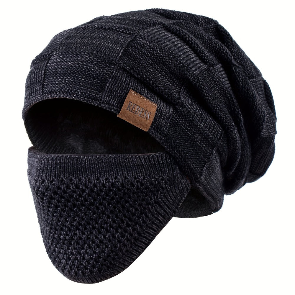 Beanie Hat Set - Winter with Face Cover Knit Slouchy Thick Balaclava Ski Mask for Men Women - product detail view 7