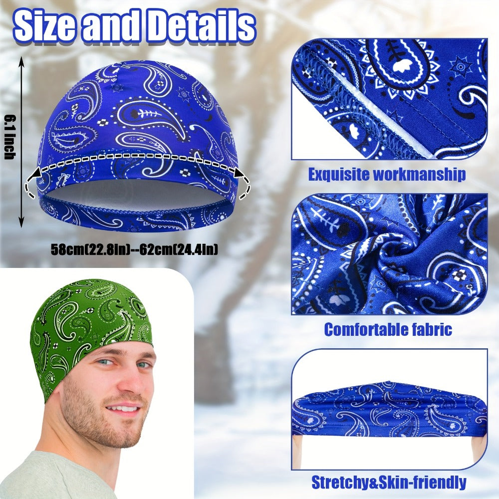 Beanie Hat - Skull Cap Helmet Liner 6-Pack for Men Women - Sweat-Wicking Cooling - product detail view 4