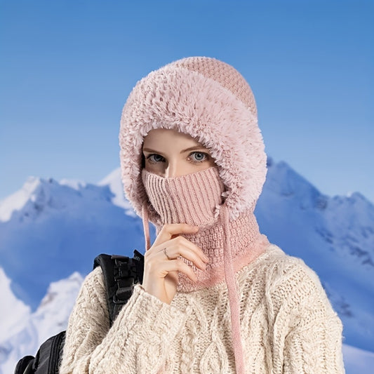 Beanie Hat - Winter & Scarf Set 3-in-1 for Women Knit Plush Elastic Warm Cap for Daily - main product view