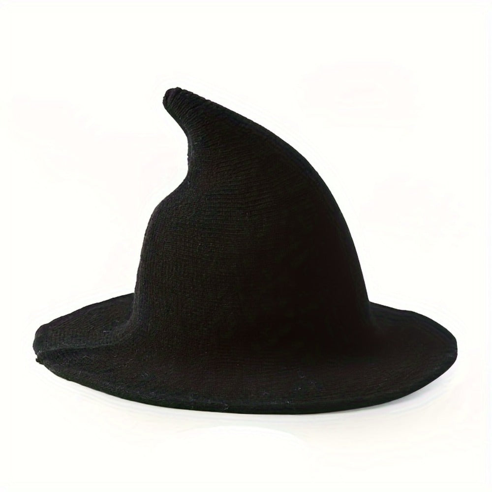 Beanie Hat - Witch Women Wool Blend Knitted Pointed Crochet - Solid Color Fall Winter - product detail view 9