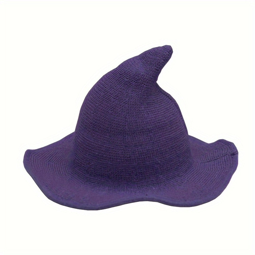 Beanie Hat - Witch Women Wool Blend Knitted Pointed Crochet - Solid Color Fall Winter - product detail view 10
