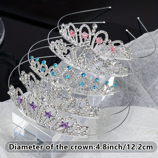 5 Deluxe Multicolor Bridal Crown Set - Alloy, Sparkling Synthetic, Comfortable Fit for Weddings, Birthdays and Parties, Stage Performance