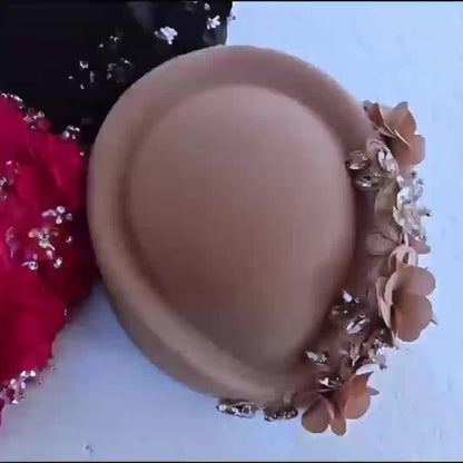 Beret Hat - Floral Felt for Women - Elegant British Style Cap with Floral Accents - product detail view 10