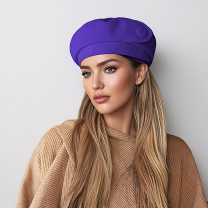 Beret - Hat for Women Octagonal Newsboy Cap Large Head Circumference Polyester - product detail view 5