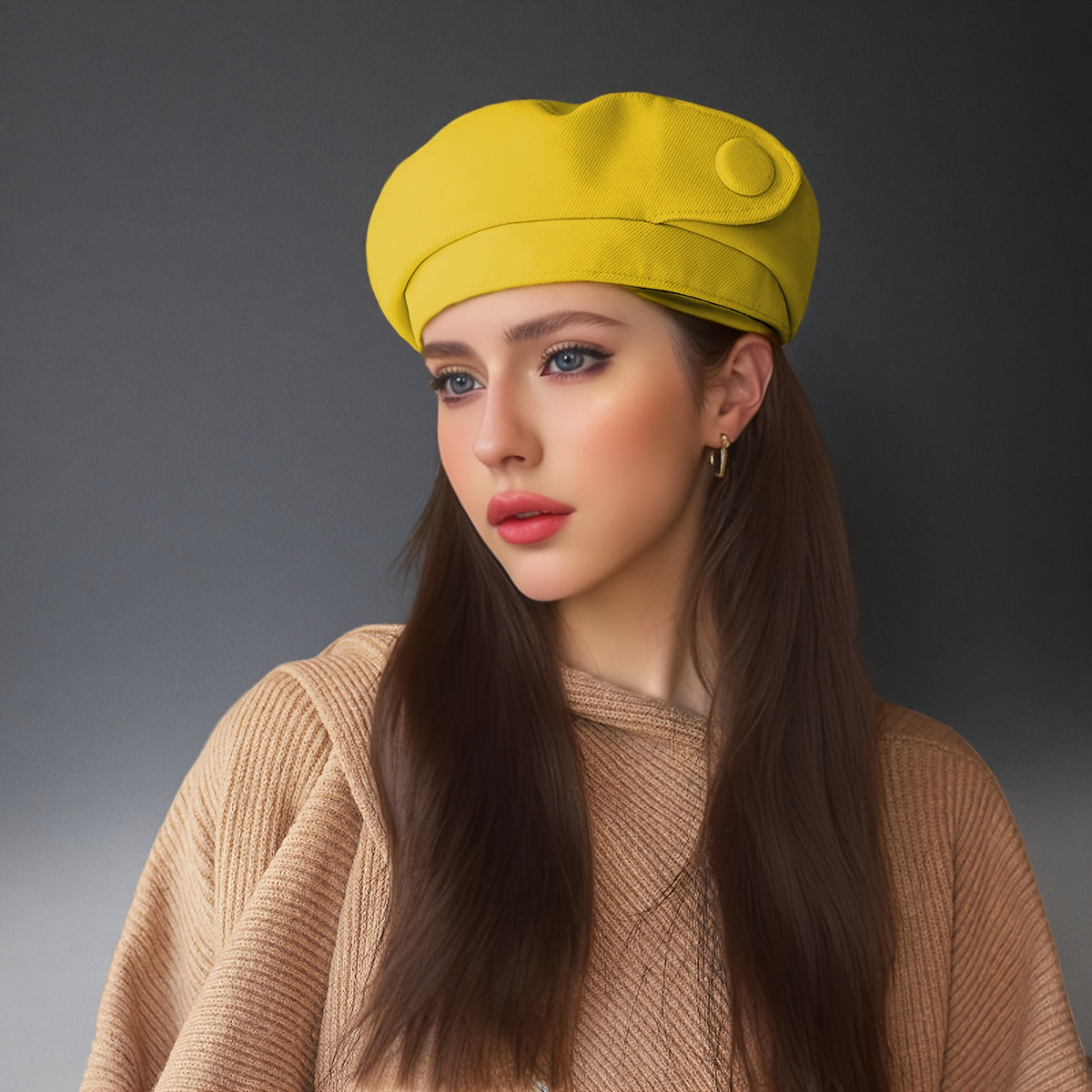 Beret - Hat for Women Octagonal Newsboy Cap Large Head Circumference Polyester - product detail view 18