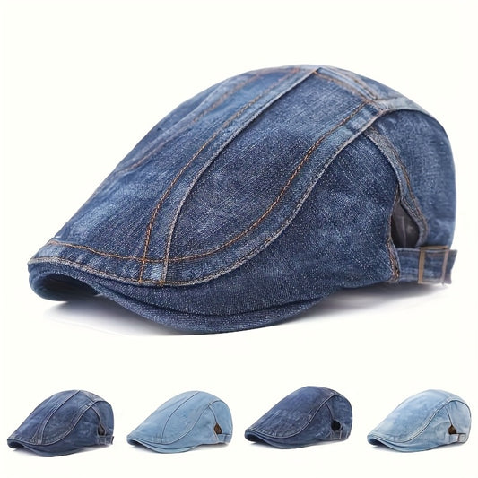 Beret Hat - Washed Denim for Women Men - Unisex Adjustable Vintage Newsboy , Artist - main product view