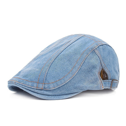 Beret Hat - Washed Denim for Women Men - Unisex Adjustable Vintage Newsboy , Artist - product detail view 12