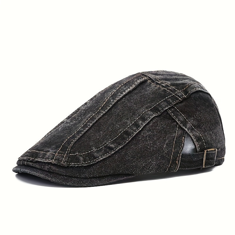 Beret Hat - Washed Denim for Women Men - Unisex Adjustable Vintage Newsboy , Artist - product detail view 13