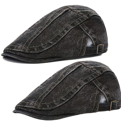 Beret Hat - Washed Denim for Women Men - Unisex Adjustable Vintage Newsboy , Artist - product detail view 15