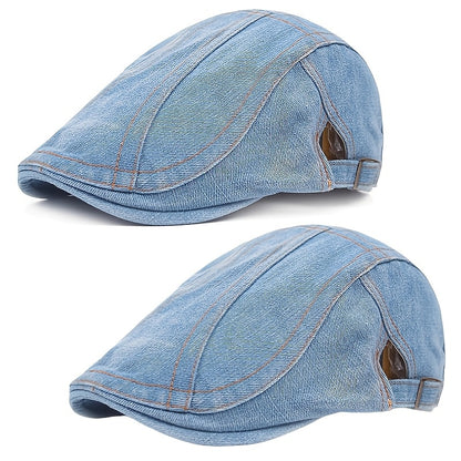 Beret Hat - Washed Denim for Women Men - Unisex Adjustable Vintage Newsboy , Artist - product detail view 16