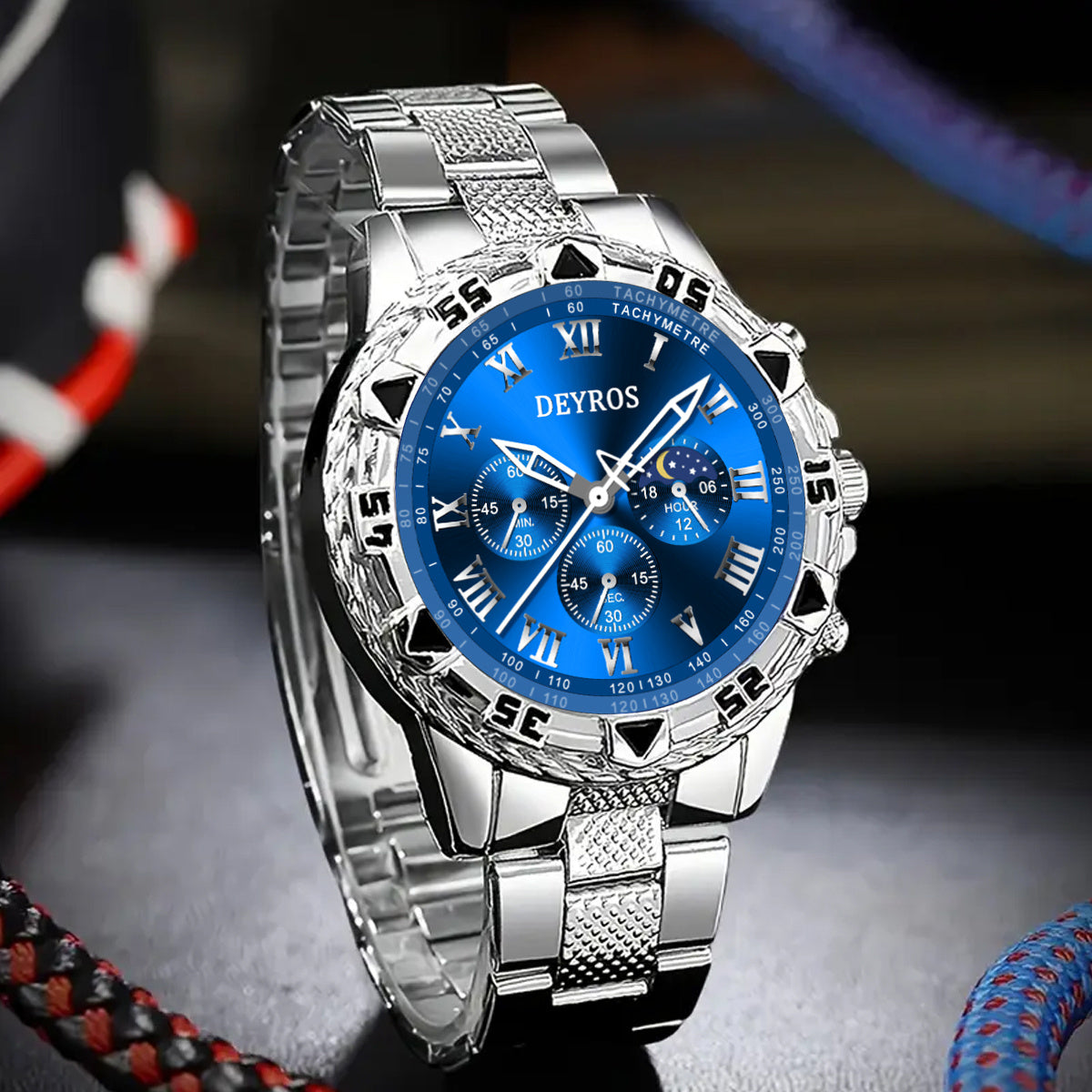 16pcs/ Set, Watches for Men, 4pcs Fashion Mens Watches Multi Color Combination Quartz Men Watches Sets Analog Wrist Watch Sets & 12pcs Mens Fashion Bracelet+Necklace+Ring Jewelry Set - Christmas, Halloween Gift, Reloj Para Hombre