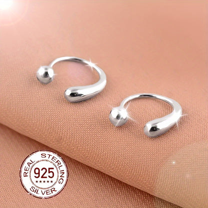 S925 Sterling Silver Teardrop Earrings with Screw-Back — Minimalist High-End Stud Earrings for Women | Versatile Casual, Vacation & Gift Jewelry in White Gold