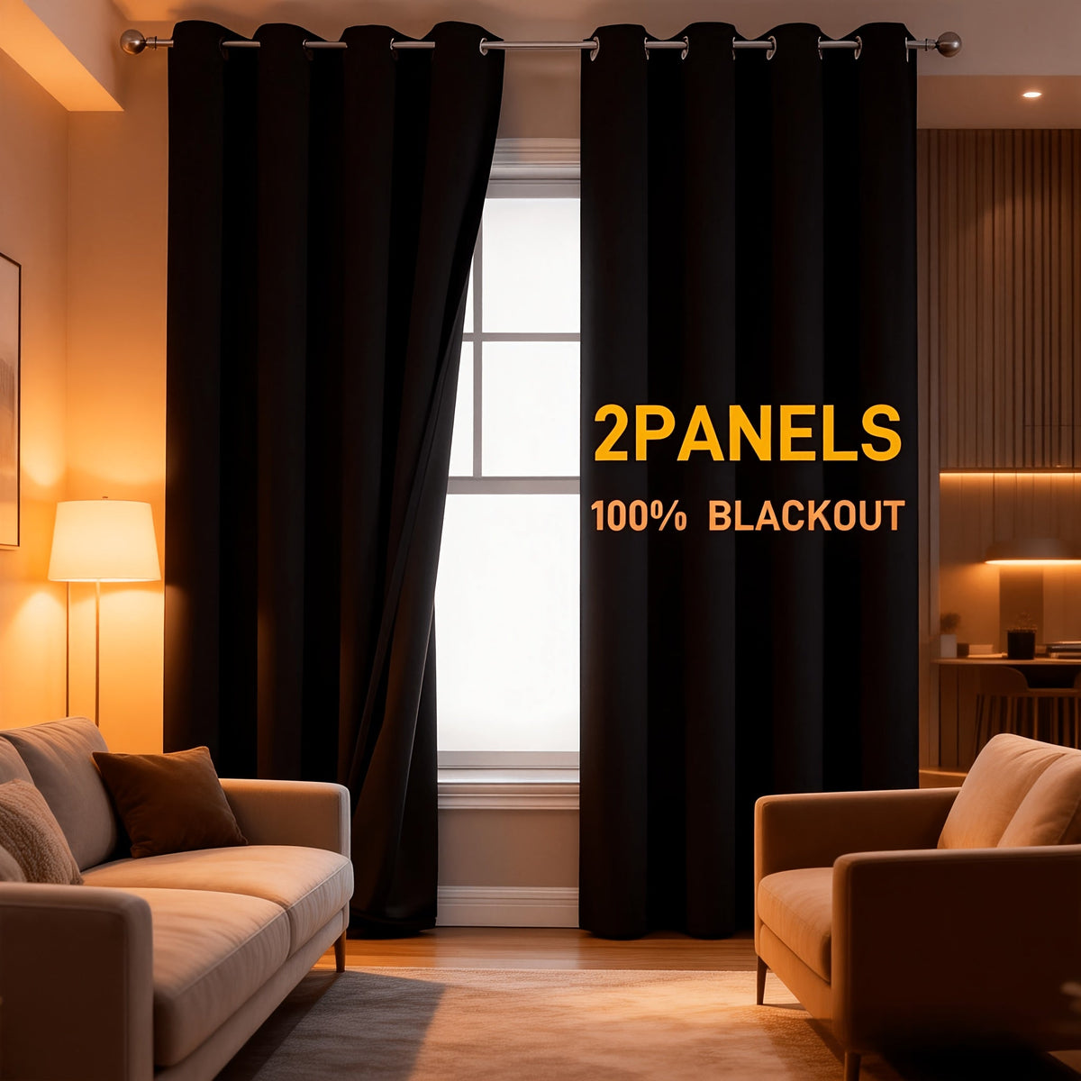 Blackout Curtain Panels - Thermal Lining and Grommet Top – view 3