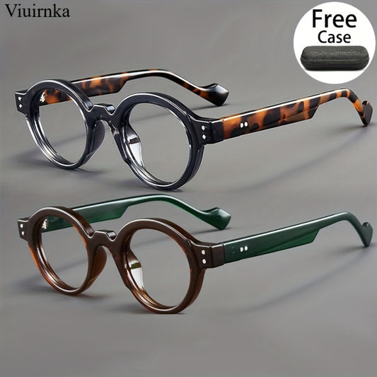 Blue Light Glasses - Blocking 2 Pack Vintage Oversized Square Round Clear Lens PC Frame Unisex - main product view