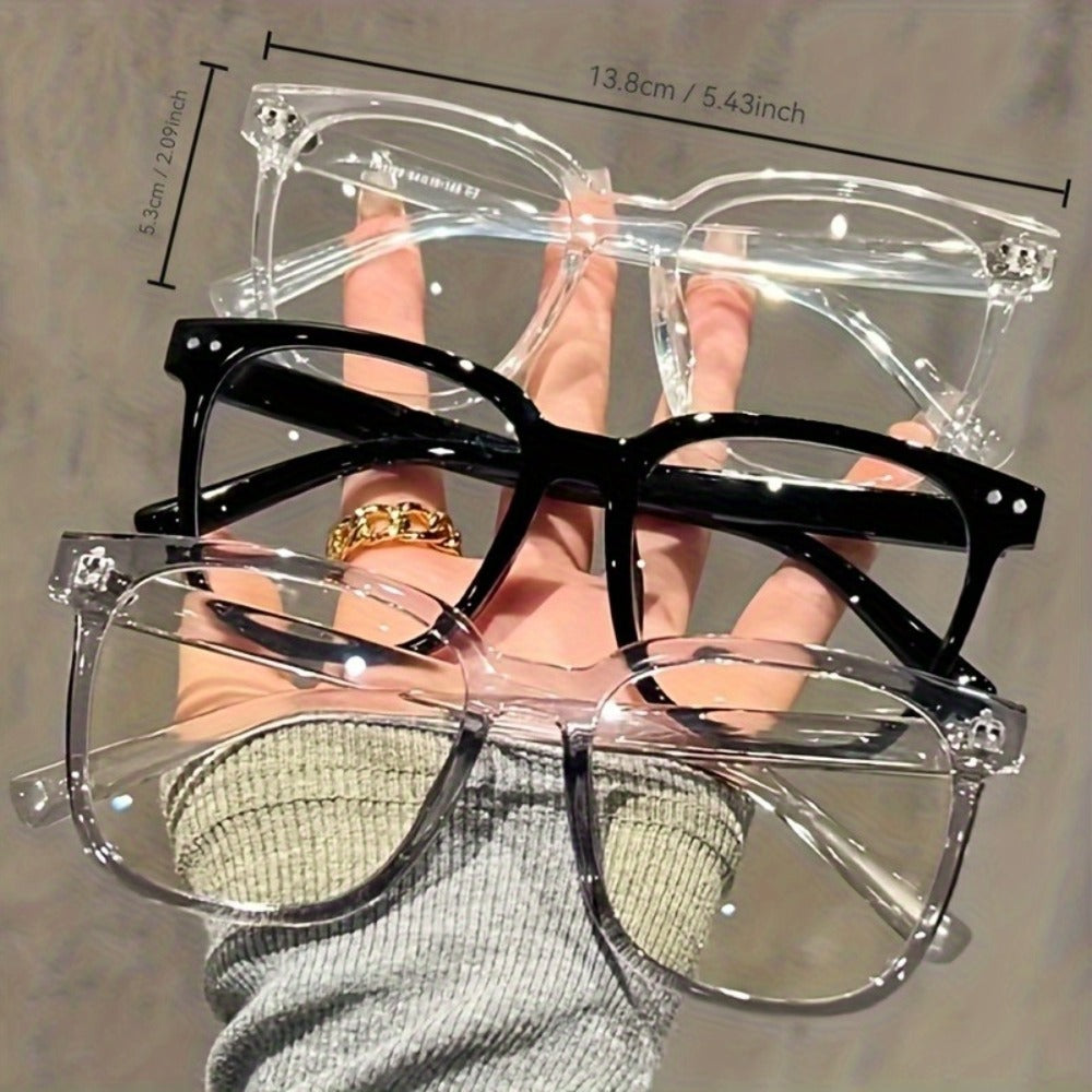 Blue Light Glasses - Blocking 3 Pack Unisex Rectangular Frame Clear Black Campus Style Anti - product detail view 2