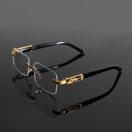Blue Light Glasses - Blocking Men Metal Rimless Retro Frame, Anti-Eyestrain Flat Lens, Classic - main product view