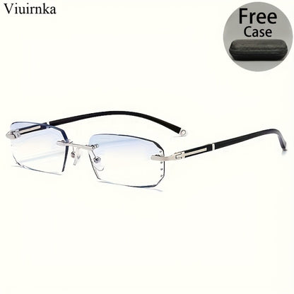 Blue Light Glasses - Blocking Men Rimless TR90 Rhinestone - Anti Retro Elegant Computer Eyewear - product detail view 7