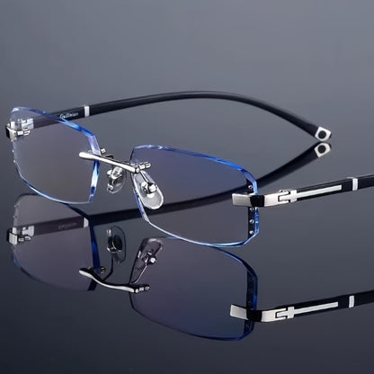 Blue Light Glasses - Blocking Men Rimless TR90 Rhinestone - Anti Retro Elegant Computer Eyewear - product detail view 8
