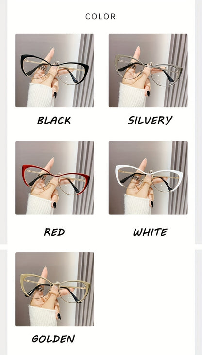 Blue Light Glasses - Cat Eye Blocking Women Retro Punk Style Luxurious Metal Frame Anti Ladies - product detail view 13