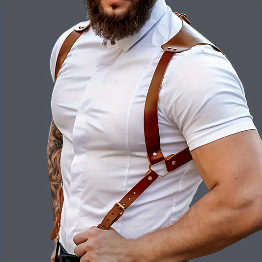 Body Harness - Leather Men Chest Strap Punk Adjustable Shoulder Armor Belt Rave Club - main product view