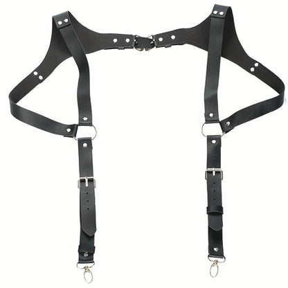 Body Harness - Leather Men Chest Strap Punk Adjustable Shoulder Armor Belt Rave Club - product detail view 3