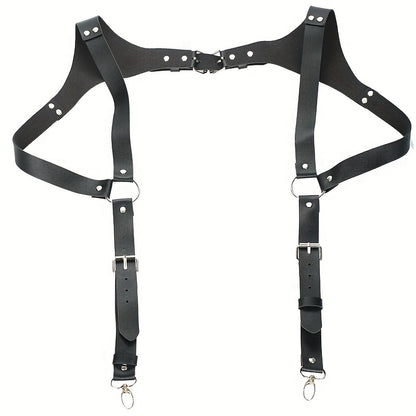 Body Harness - Leather Men Chest Strap Punk Adjustable Shoulder Armor Belt Rave Club - product detail view 11