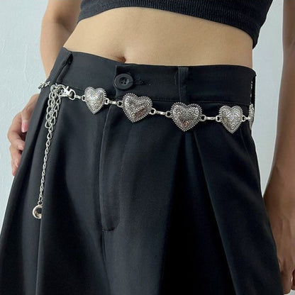 Body Jewelry - Boho Decorative Belt Set for Women 3pcs - Retro Silvery Butterfly Heart - product detail view 4