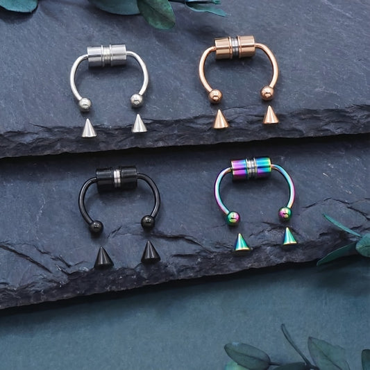 Body Jewelry - Fake Nose Rings Set 12Pcs Magnetic Non-Piercing - Stainless Steel Septum - main product view