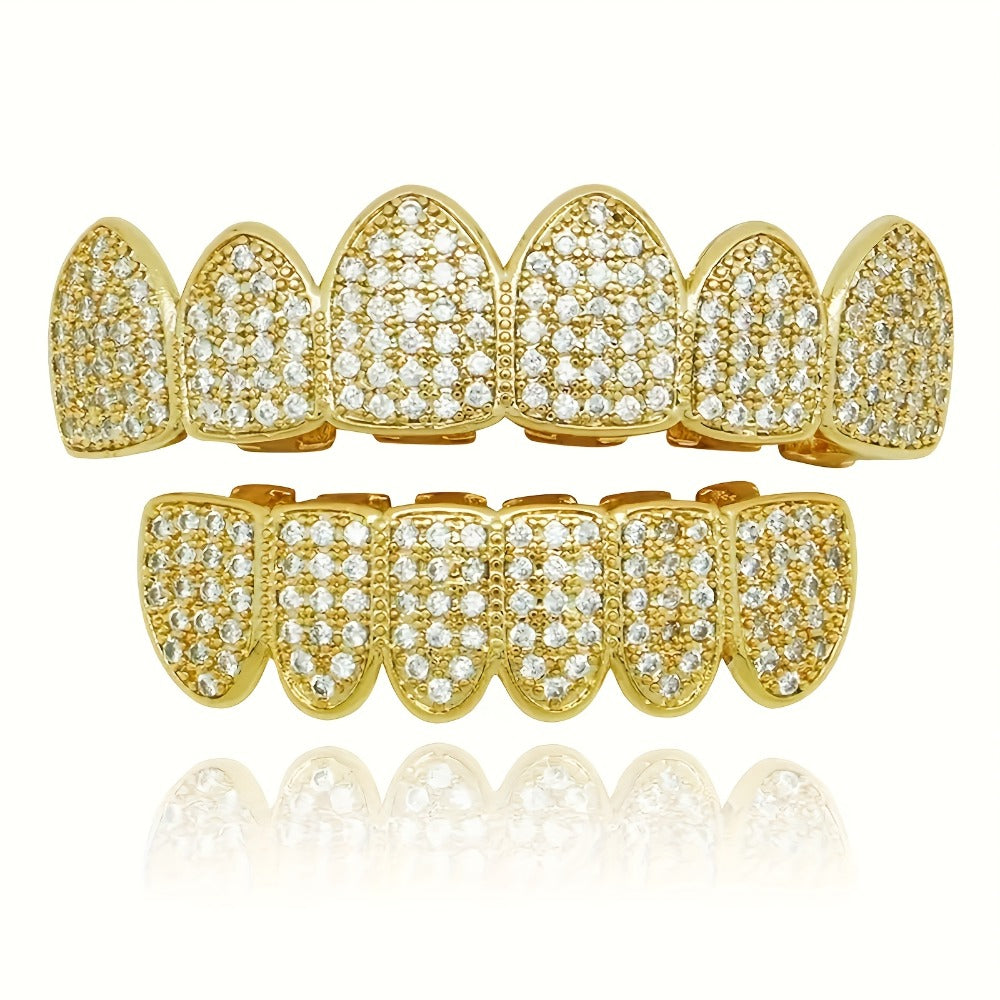 Body Jewelry - Grillz Gold Silver Teeth Punk Style Zirconia Dental Grillz Set for - product detail view 3