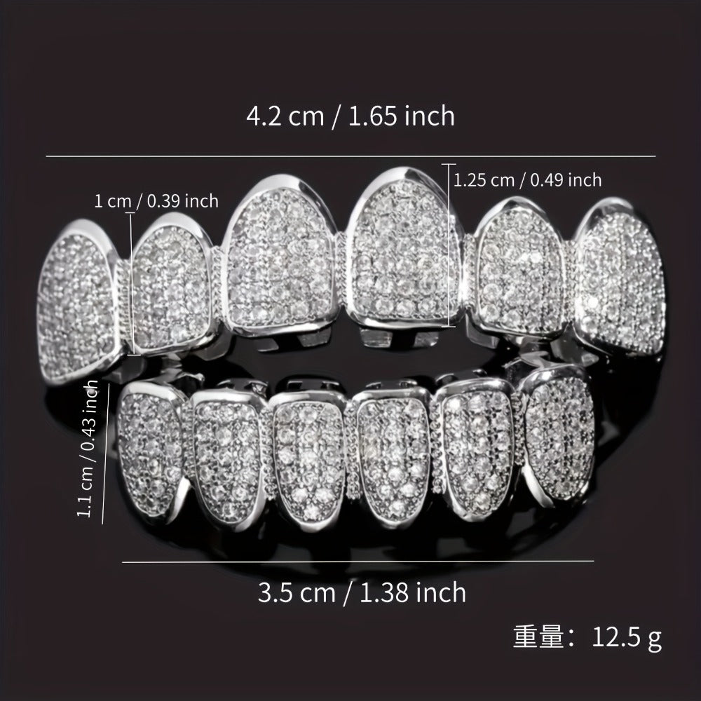 Body Jewelry - Grillz Gold Silver Teeth Punk Style Zirconia Dental Grillz Set for - product detail view 4