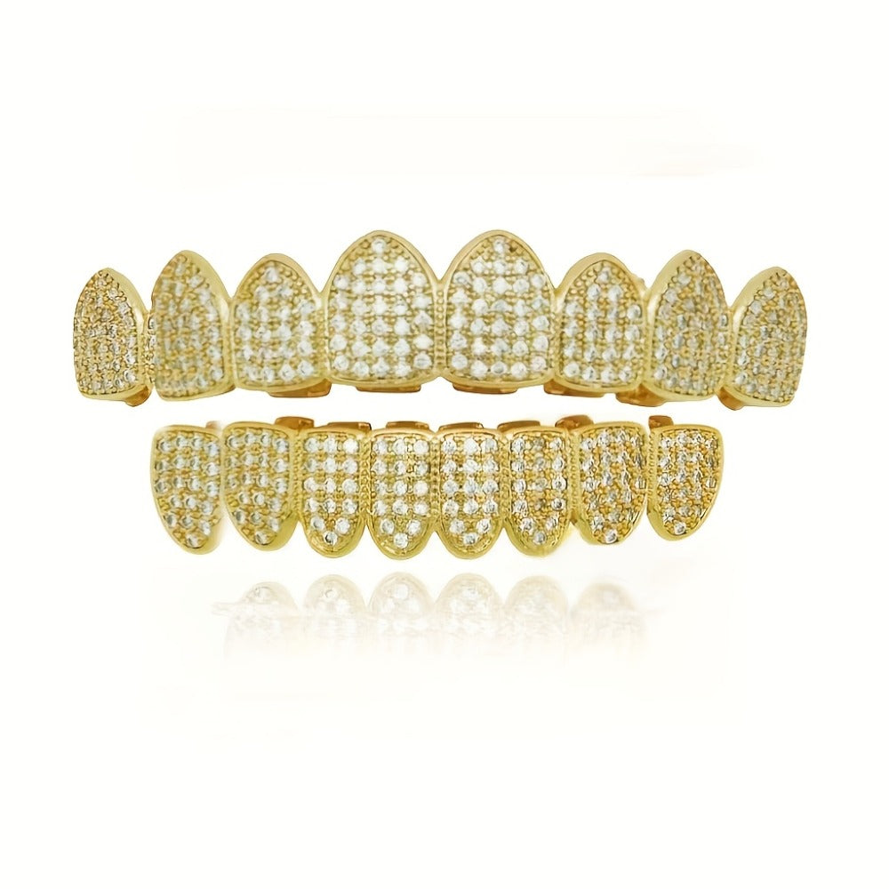 Body Jewelry - Grillz Gold Silver Teeth Punk Style Zirconia Dental Grillz Set for - product detail view 5