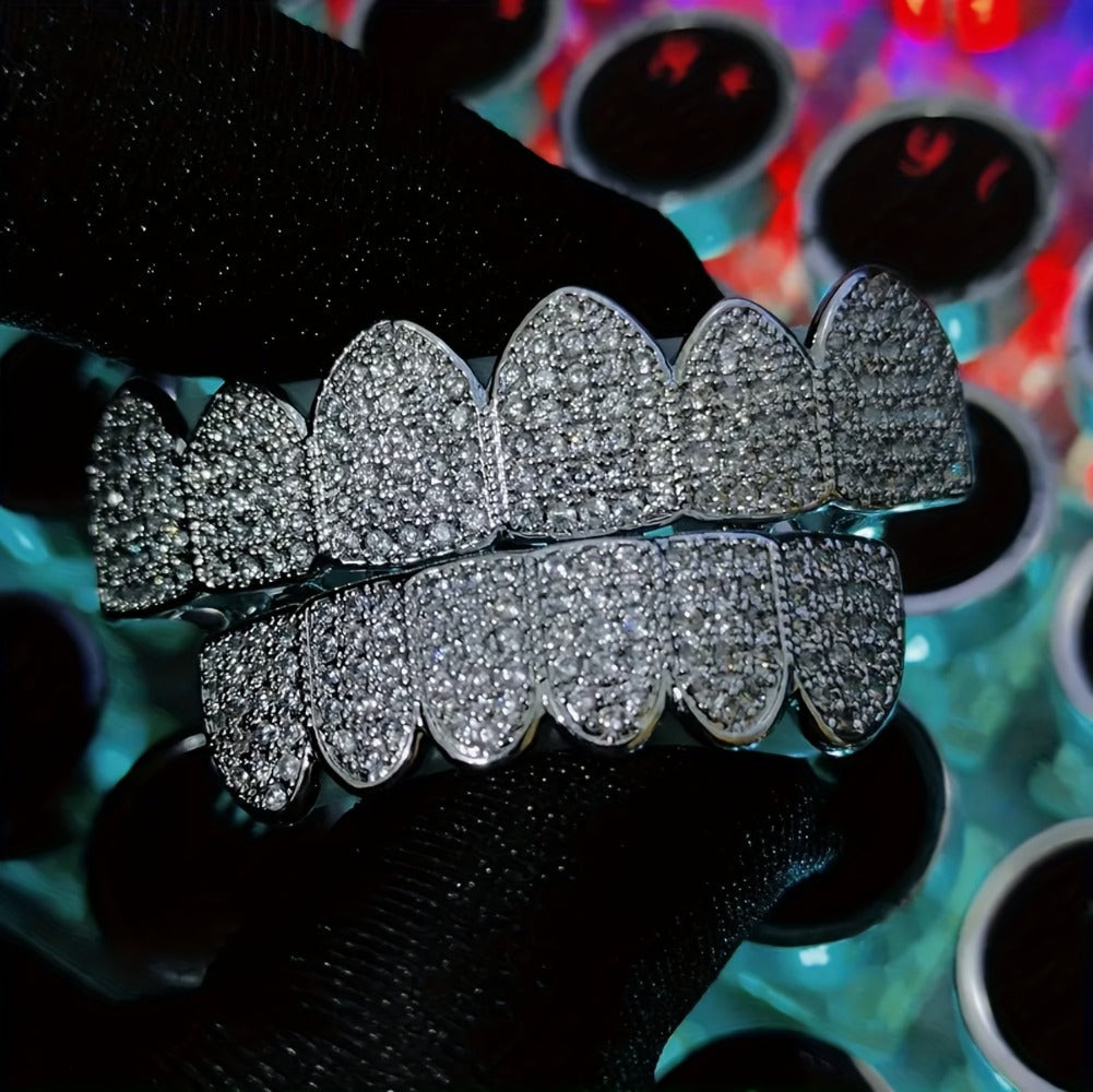 Body Jewelry - Grillz Gold Silver Teeth Punk Style Zirconia Dental Grillz Set for - product detail view 6