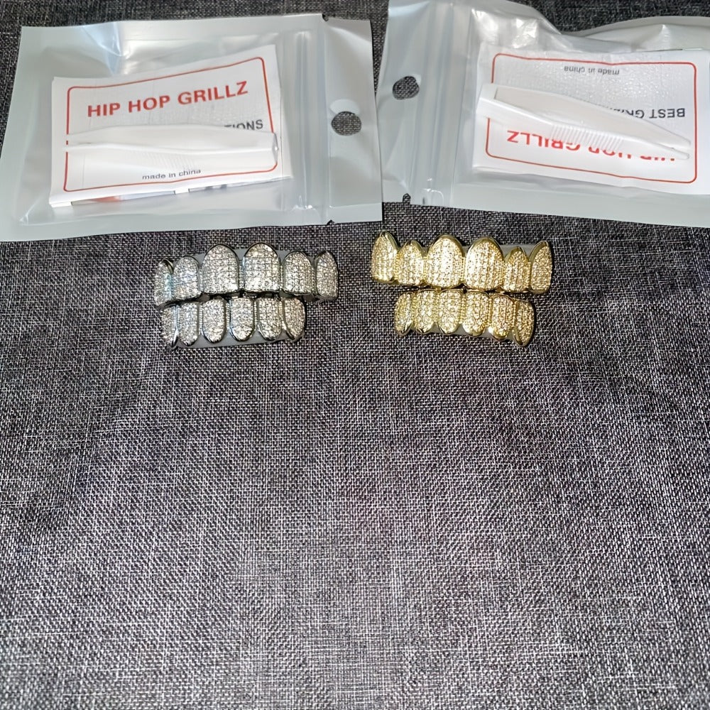 Body Jewelry - Grillz Gold Silver Teeth Punk Style Zirconia Dental Grillz Set for - product detail view 7