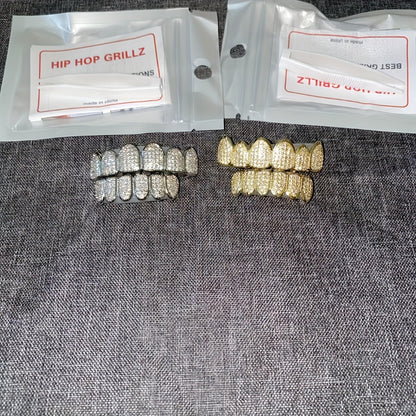 Body Jewelry - Grillz Gold Silver Teeth Punk Style Zirconia Dental Grillz Set for - product detail view 7