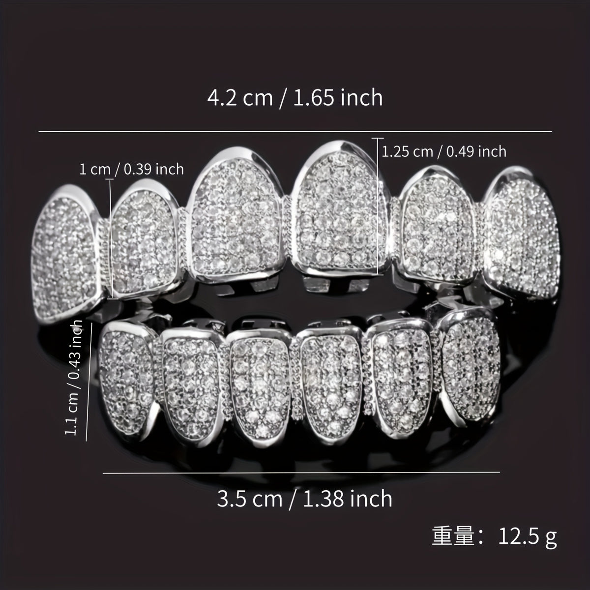 Body Jewelry - Grillz Gold Silver Teeth Punk Style Zirconia Dental Grillz Set for - product detail view 10