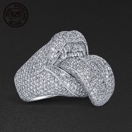 Body Jewelry - Iced Out Tongue Ring for Men 925 Sterling Silver Hip Hop Rapper Punk - main product view