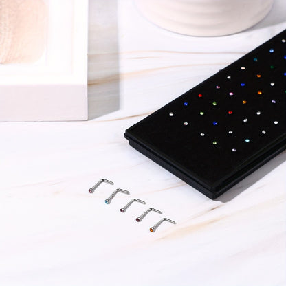 Body Jewelry - Nose Rings Set 60Pcs Stainless Steel L-Shaped Nose Studs Bone Screw - product detail view 14